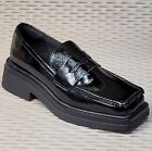 M&S Patent LEATHER Chunky, Square Toe LOAFERS ~ Size 6 ~ BLACK (rrp £55)