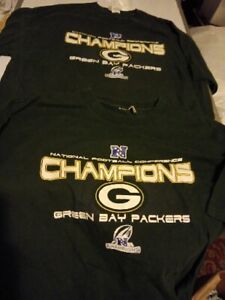 Lot:2 Retro Style NFL Green Bay Packers NFC Conference Champions sz XL T-shirts