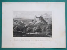 GERMANY Schonburg Castle Oberwesel on Rhine River - 1846 Antique Print