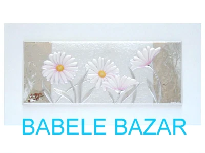 QUADRO ARGENTO cm40x16 FIORI MARGHERITE COLOR LEGNO cm50x26 QUADRI MADE IN ITALY - Immagine 1 di 2