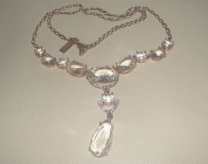 Kate Spade Necklace Glitzy Chic Statement Crystal ROSE Gold Tone DANGLE PROM WED - Picture 1 of 7