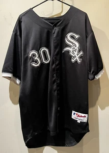 Vintage Majestic MLB Chicago White Sox Nick Swisher #30 Black Jersey Size 52 L - Picture 1 of 11