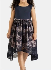 Bonnie Jean Niñas Vestido Formal Ocasión Especial Alto-Bajo Encaje Bordado -6X - Imagen 1 de 10