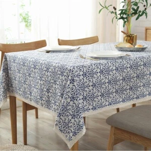 Cotton Linen Lace Tablecloth Rectangular Square Table Cloth Home Decor Retro - Picture 1 of 13