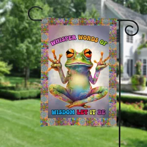 Hippie Frog Peace Sign Flag, Funny Frog Hippie Let It Be Flag, Hippie Peace Flag - Picture 1 of 4