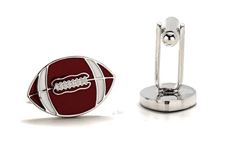Gemelos de fútbol marrón y blanco esmalte plata rodio diseño 3D Sports Pro Foto 1 de 4