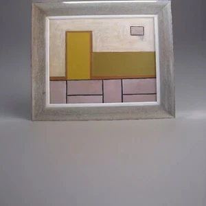 AUFGELISTETES KÜNSTLER ABSTRAKTES GEMÄLDE Modernist Mondrian GERAHMT Dr. BENJAMIN L Gross - Bild 1 von 5