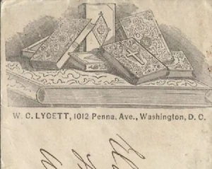 ORNATE BOOK BINDING 1800s ILLUS AD Cover from WASHINGTON DC to VIRGINIA - NICE ! - Picture 1 of 3