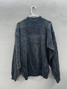 Maglione uomo Adolfo taglia grande blu pullover manica lunga vintage - Foto 1 di 10