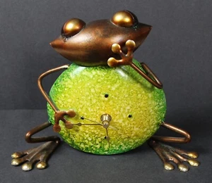 Whimsical Metal Frog Freestanding Desk Countertop Mantel Sculpture Clock - Picture 1 of 5