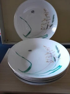 Vintage Heinrich H &C Sommer 7-3/4" Set of 5 Coupe Soup Bowls Floral & Butterfly - Picture 1 of 11
