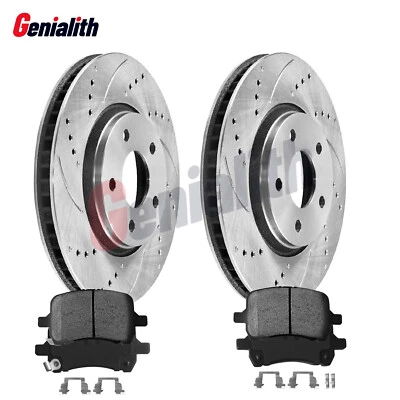 Front Drilled Brake Rotors & Pads for Chevy Malibu Pontiac G6 G5 Saturn Aura V6 Foto 1 de 4