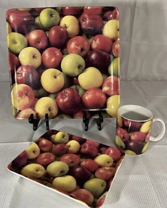 Starbucks Coffee Apple Trays 13" X 13" & 9” X 7”Ceramic Plates & 16 Oz Cup - Picture 1 of 7