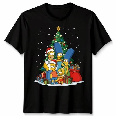 The Simpsons Family Christmas Holidays Mens Womens Graphic Tee Shirt - Image 1 of 4