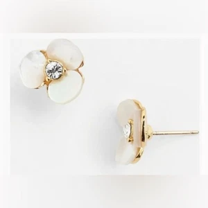 NWT Kate Spade Disco Pansy Shell & Gold Flower Earrings - Picture 1 of 5