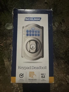 Schlage Keypad Deadbolt With Camelot Trim In Satin Nickel Open Box - Picture 1 of 5