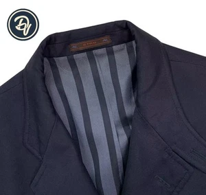 Mens 38 S ETRO Solid Navy Blue 100 % Wool Hacking Blazer Made Italy - Picture 1 of 11