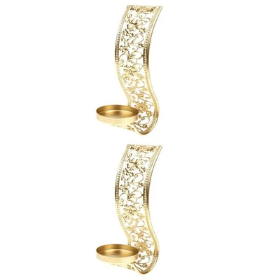 2pcs Metal Wall Sconce Candle Holder Wall Hanging Home Hollow Out Candleholder - Image 1 of 4