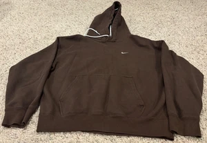Felpa Nike Solo Swoosh Fleece con cappuccio marrone da uomo taglia media DX1355-237 - Foto 1 di 4