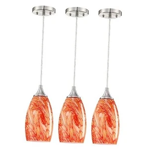 Glass Pendant Light Fixtures 3 Pack Mini Hanging Kitchen Island Lighting Shade - Picture 1 of 7