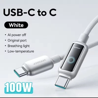 Cable Joyroom 100W USB C Apagado Automático Carga Rápida Tipo C Cable 1.2m Foto 1 de 4