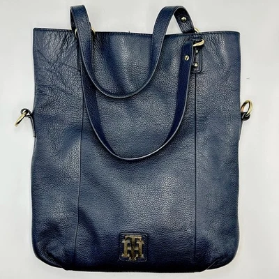 Tommy Hilfiger Bolso de Mano de Cuero Azul Bolso Grande Doble Asa Sin Correa Bandolera Foto 1 de 4