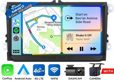 DVR+VWX6S 9" Autoradio Android 13 8Core 6+64G CarPlay NAVI DSP Für VW Skoda Seat - Bild 1 von 4