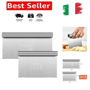 2 Pezzi Tarocco Per Impasti Multiuso con Scala Graduata In Acciaio Inox, Tagl... - Foto 1 di 7