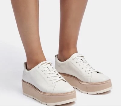 Dolce Vita Toyah White Leather Fashion Lace Up Platform Sneakers - Image 1 of 4