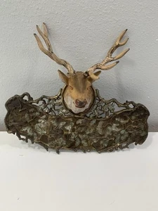 Antique Cast Wall Mount Stag Elk Pipe Rack Holder - Picture 1 of 9