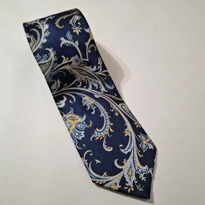 ~BRIONI MENS TIE~ Blue Paisley Authentic Hand Made in Italy Woven 100% Silk - Image 1 of 4