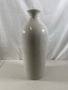 Vintage Antique Chinese Grey Crackle Glazed Ceramic Vase 14” Tall - Picture 1 of 7