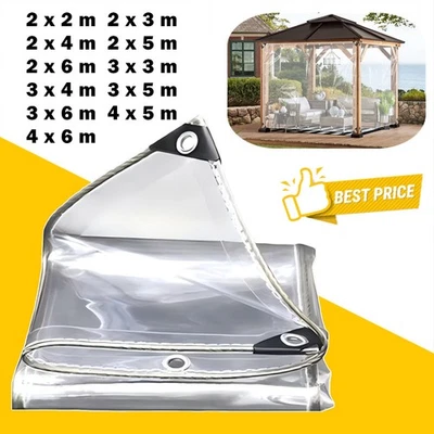 HUJABAY Wasserdichte Transparente Plane mit Ösen Schutzplane Garten Balkon Pavillon