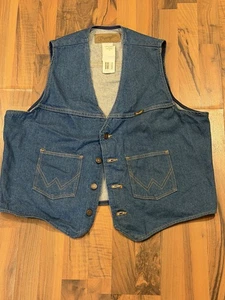 Neu mit Etikett Herren Wrangler traditionelle Western Baumwolle Denim Weste Größe XL - Bild 1 von 8