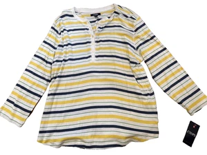 Chaps Regular Gr.XXL Langarm Blau Gelb Weiß Gestreift Baumwolle Neu mit Etikett Top - Bild 1 von 8