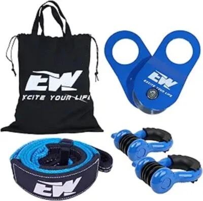 Offroad Recovery Kit:10t Snatch Block & 3”x8’ Tree Strap & 2x3/4” Shackles & Bag Foto 1 de 4