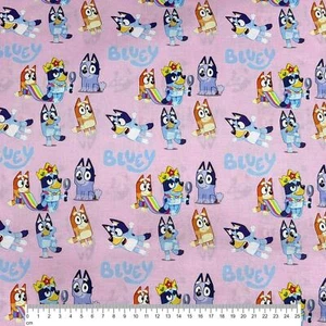 LC2805 King Play Pink Bluey Blue Heeler Woven Cotton - Picture 1 of 1