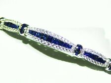 2.02CT 18K Gold Natural Sapphire Diamond Cuff Bangle Bracelet Vintage Engagement