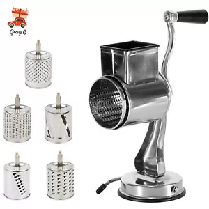 Rotary Cheese Grater Hand Drum Slicer Crank Vegetable Chopper Stainless Steel - Picture 1 of 17
