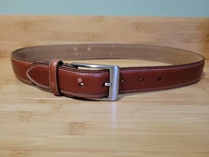 DONALD J. TRUMP Cintura uomo pelle marrone classica 32 montatura formale fibbia argento - Foto 1 di 11