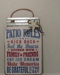 Letrero de decoración de reglas de patio metal cuerda colgante mango gráfico, pizarra blanca - Imagen 1 de 9