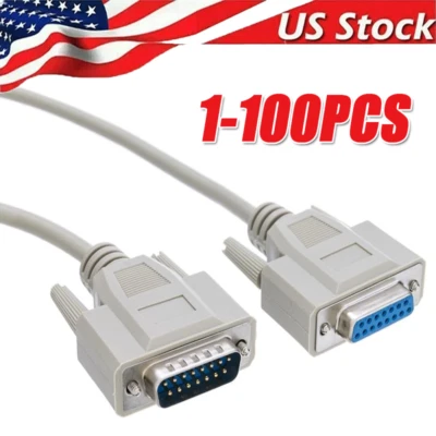 DB9 RS232 Male to Female Serial Port Extension Cable Cord3ft/5ft/10ft/16.4ft Lot - Image 1 of 4