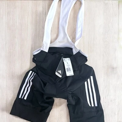 Adidas Women’s Aeroready Cycling Padded Bib Shorts Size L - Black/white NWT - Image 1 of 4