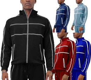 Mens Long Sleeve Full Zip Athletic Dri Fit Track Jacket - Picture 1 of 22