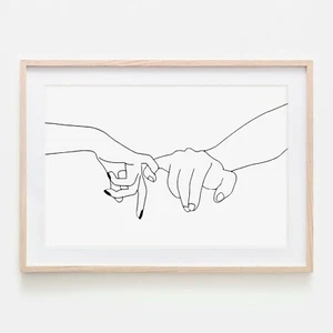 Pinky Swear One Line Art Drawing Wall Prints. Perfect Minimalist Decor - Bild 1 von 8