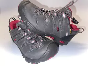KEEN Koven Low Waterproof Hiking Shoes Gray/Pink Big Kid US Size 11 - Picture 1 of 5