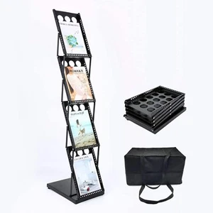 4 Level 9"x12" Brochure Magazine Catalog Folding Trade Show Display Rack + Bag - Picture 1 of 10