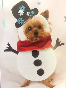 Trimmerry 18 cartoline natalizie natalizie bianche glitter Yorkie cucciolo cane pupazzo di neve - Foto 1 di 1