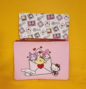 Sanrio Hello Kitty & Friends Love Letter Stamp Cosmetic Bag Pencile Pouches Set - Picture 1 of 11