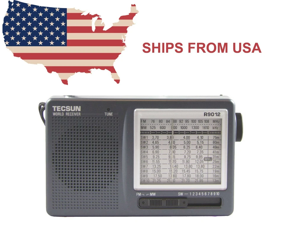 TECSUN R9012 Am/fm/sw 12 Bands Shortwave Radio Receiver Gray